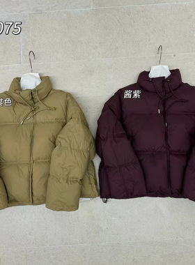 LIN.Y-冬上新简约立领宽松绗缝短款保暖羽绒服外套Y249075
