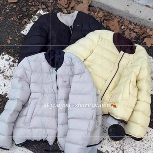 泊曼秀 韩系圆领设计感拉链拼接休闲保暖羽绒服外套9968