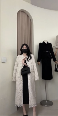 84号现货～【FalleaF】时尚精致重工蕾丝羊毛外套女(含羊毛100%)