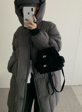 买手严选-泡菜馆-上新纯色百搭连帽拉链宽松保暖羽绒服外套27015