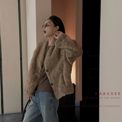 Raaa-复古毛绒宽松短外套AE0345