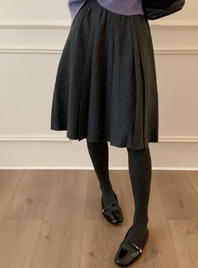 芭妮Bonnet-羊毛针织加厚百褶中裙半身裙（含4.7羊毛）N152-557