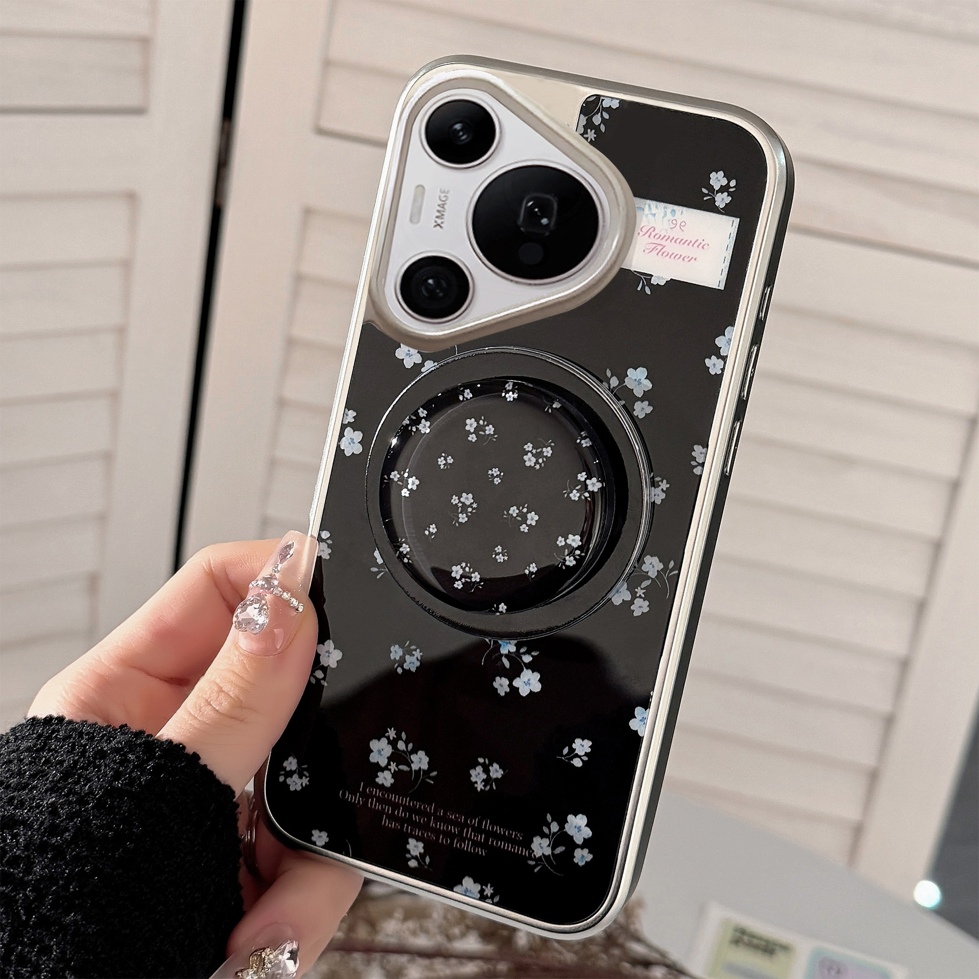 【华为】磁吸黑蓝花支架适用华为Mate70pro手机壳P70滴胶Mate60硬