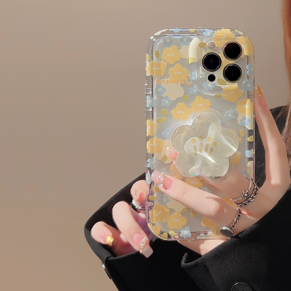 碎花壳适用iphone16苹果14promax手机壳11流沙支架12透明14小清新