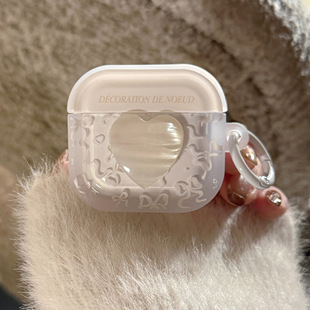 pro2耳机套保护套蓝牙无线4气质3挂环 白贝母蝴蝶结适用airpods