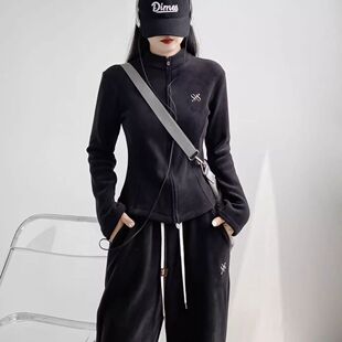 秋冬加2025厚德绒开衫 小蛮收腰收腹外套女卫衣保暖显瘦 立领新款