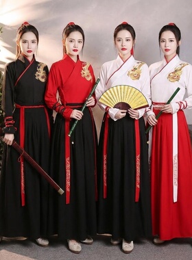 汉服古装剑舞打鼓武侠风汉服女木兰舞古风学生帅气中国风侠客古装