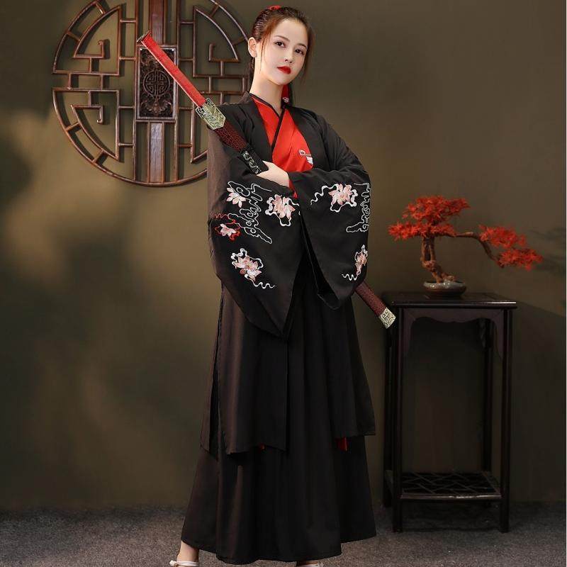 原创汉服男女大袖衫套装武侠风侠客黑色秋冬古装魏晋风中国风古风