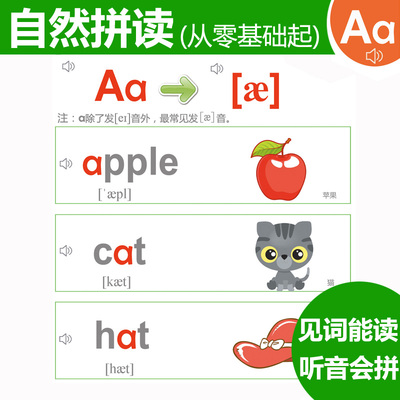 英语自然拼读phonics字母词根点读有声 发音规律 儿童闪卡零基础