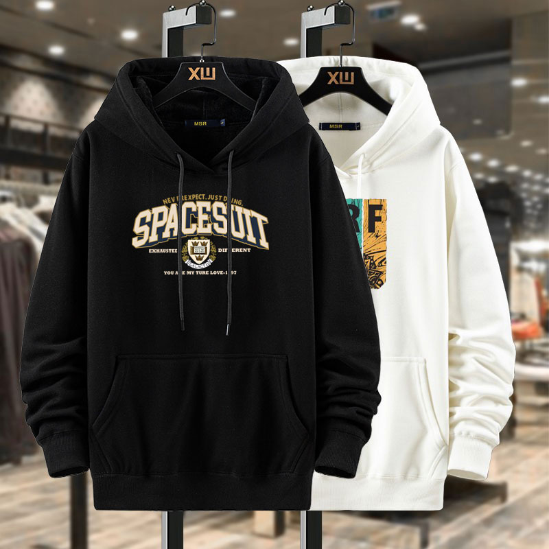 加绒连帽休闲连帽帽衫大码