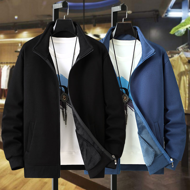 纯棉立领休闲加绒拉链卫衣外套