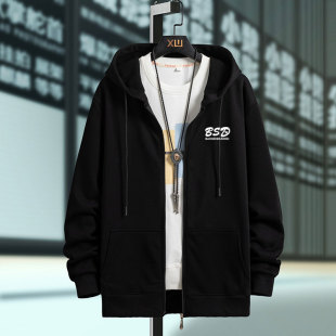 卫衣男拉链连连帽上衣男士 开衫 中青年简约运动外套 新款 2020春季