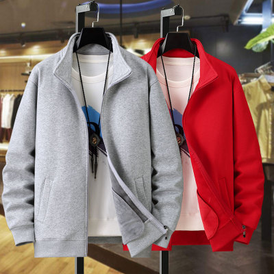 加绒立领大码拉链卫衣外套
