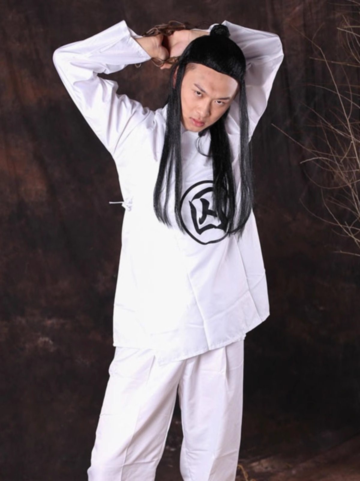 汉代囚服睡衣古装男女白色古代囚犯交领中衣中裤监狱古装演出服装