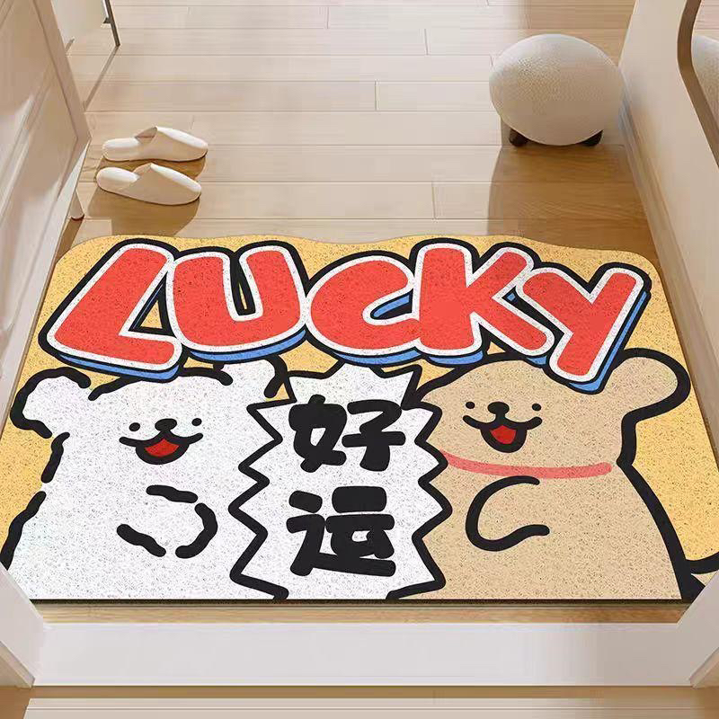 可爱线条小狗多巴胺丝圈入户地垫