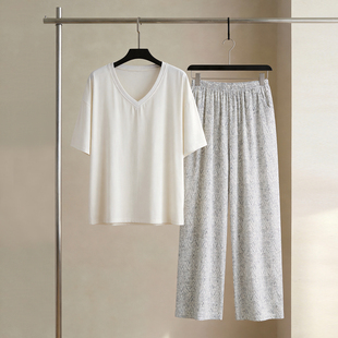 思莉太太【莫代尔】睡衣女款夏季凉感简约简单女士大码妈妈家居服