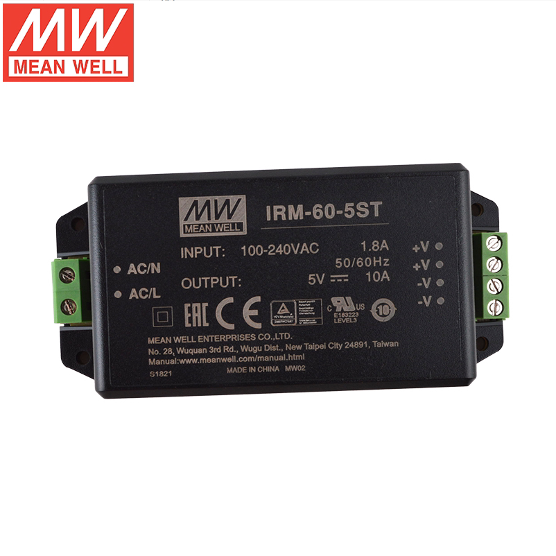 irm-60-st明纬12v/24v电源模块60w超小型ac-dc 5v15v48v端子型