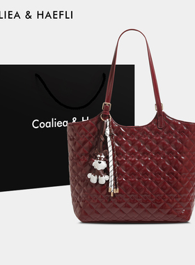 香港红色新娘包大容量托特包女菱格包包女式2026新款小香风单肩包