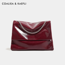 香港品牌红色新娘包包女式2025新款大容量简约链条单肩腋下包婚包