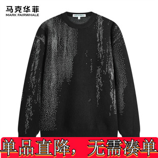 马克华菲男装新款男装马毛衣针织衫春秋圆领黑深灰商场袖