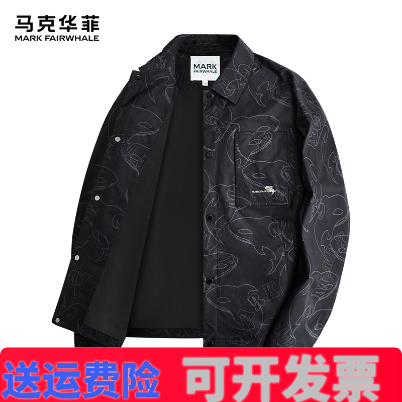 马克华菲潮流满印翻领夹