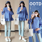 小个子孕妇娃娃衫 孕妇装 怀孕期格子衬衫 春季 春装 2026宽松显瘦大码