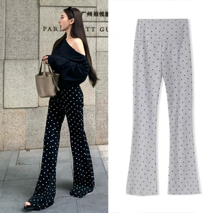 秋装 加绒裤 外穿波点高弹微喇裤 冬季 子针织无托腹垂感打底裤 孕妇裤