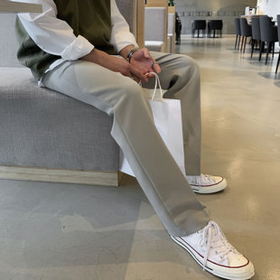 裤子男款夏季薄款垂感男裤直筒西装裤男宽松阔腿男士长裤夏天浅色