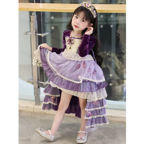 Дисней, сиреневый наряд маленькой принцессы, флисовое платье, xэллоуин, подарок на день рождения, стиль Лолита