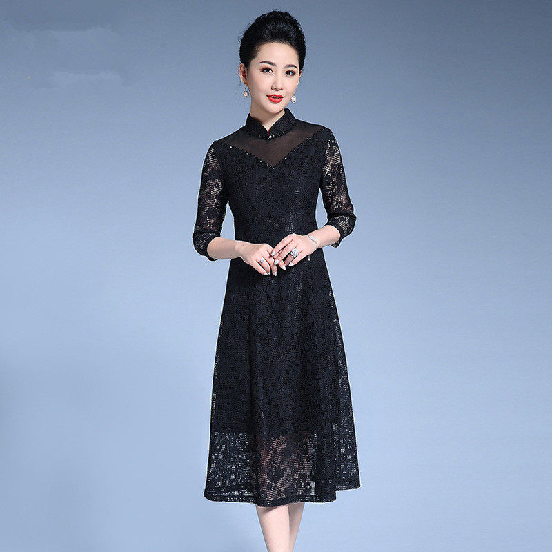 2019夏装新品高贵中年妈妈装礼服大码显瘦七分袖蕾丝连衣裙晚装在类目 女装/女士精品, 婚纱/旗袍/礼服, 礼服/晚装中 - 来自Buy2taobao.com提供专业的淘宝代购服务