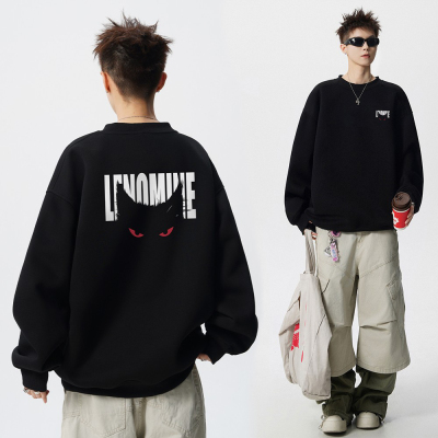加绒加厚卫衣男2025新款恶魔印花