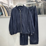 高级感扎染牛仔衬衫男士长袖春季休闲衬衣外套牛仔裤两件套装