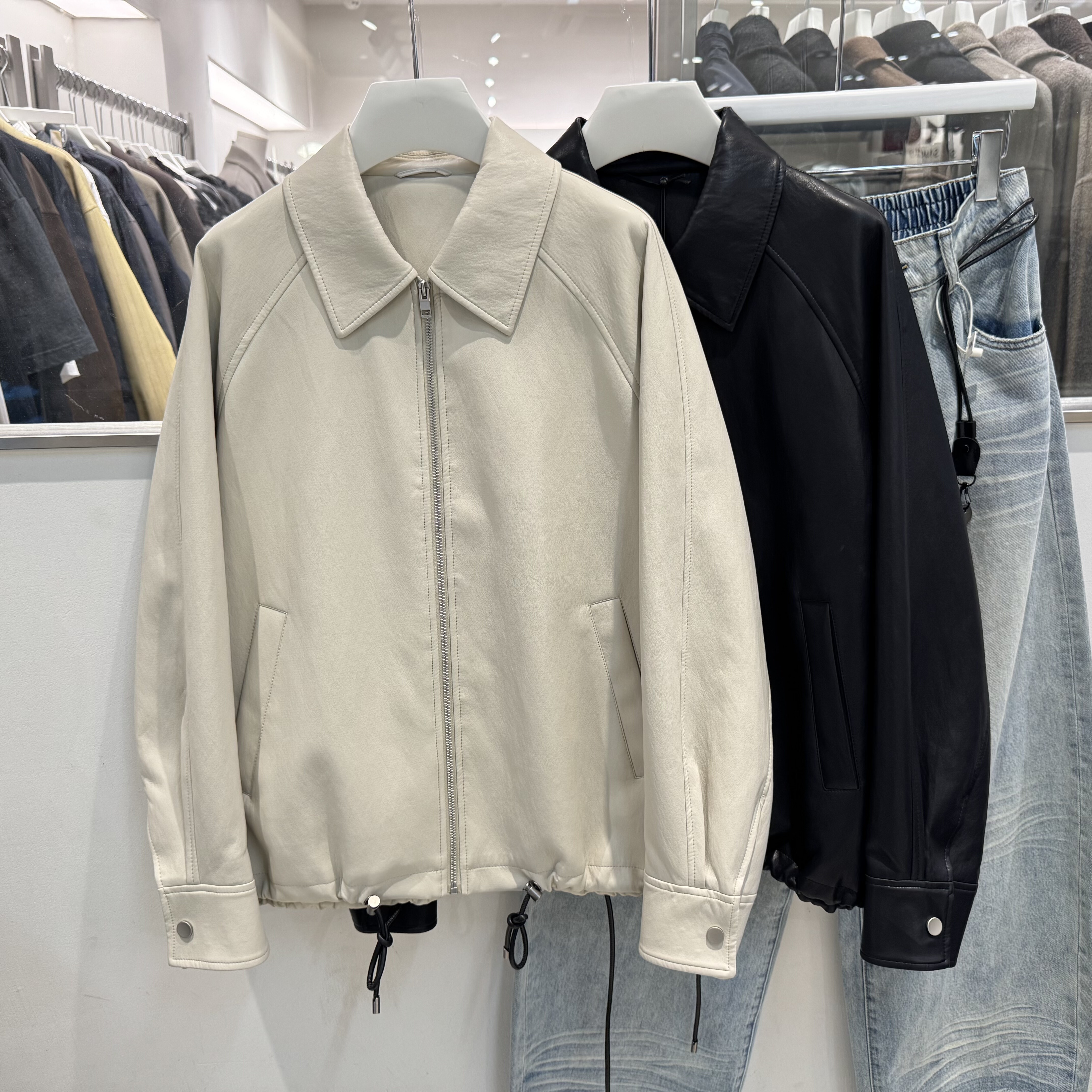 2026春季新款美式复古轻奢翻领皮衣外套男时尚百搭宽松机车服夹克