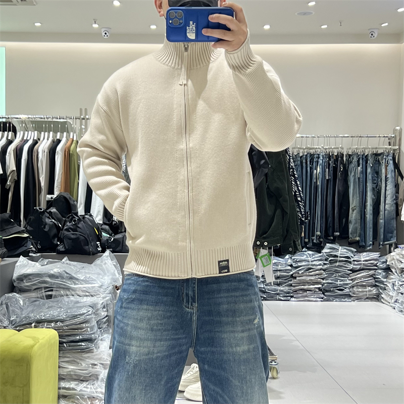 开衫毛衣羊毛立领纯色显瘦外套