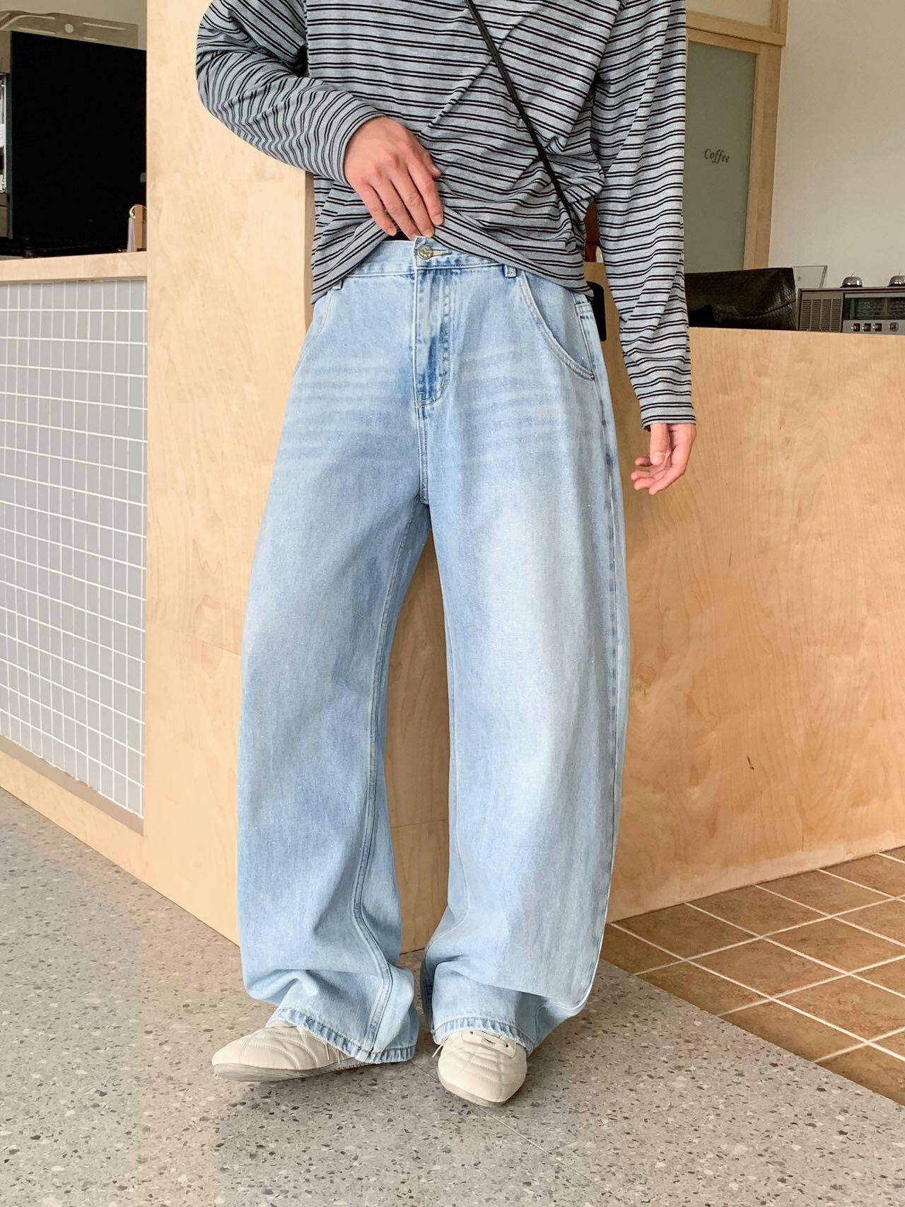 2026春季新款美式复古水洗极简直筒牛仔裤男潮牌宽松休闲阔腿长裤