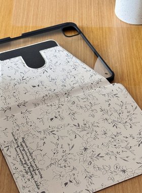 旋转ipad-黑色法式小碎花适用iPad mini6(8.3英寸)新款平板电脑壳iPad Pro/Air3(10.5英寸)简约防摔iPad Air5