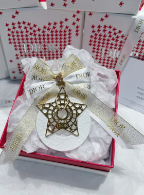 Dior/迪奥 紫白色镂空星星车载香氛蝴蝶结丝带香薰片挂件扩香石