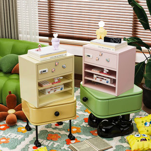 奶油风桌面铁皮柜密码箱带抽信盘收纳密码锁文件收纳架图纸