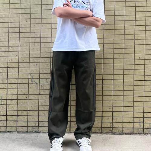 JQ2ALSO 新品日系条纹拼接休闲裤男女卫裤高街宽松直筒裤运动长裤