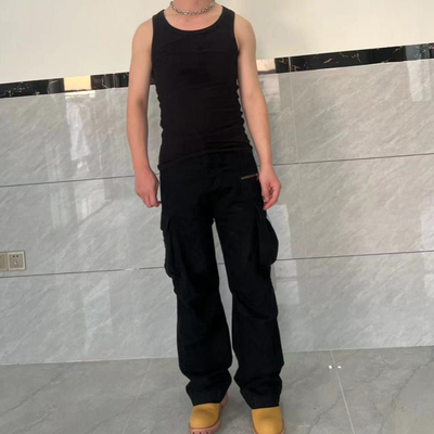 Jq2also 新款多口袋工装裤机能重工阔腿美式街头风洗水长裤男女潮