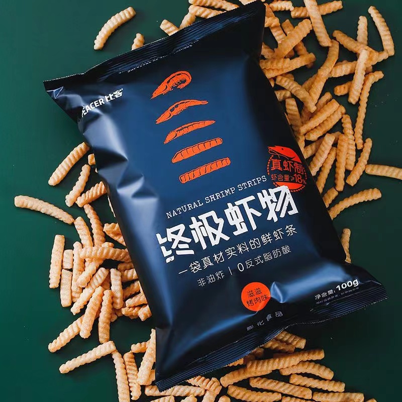 比客虾条虾物100克大包装非油炸膨化食品学生党办公追剧零食