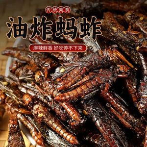 新鲜油炸蚂蚱即食香辣蝗虫零食麻辣昆虫椒盐蚱蜢养殖虫子美食小吃