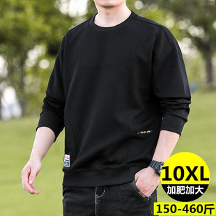宽松加绒长袖 加肥加大男式 潮大码 胖子男装 t恤 休闲卫衣300斤春秋款