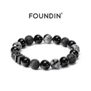 圣诞礼物 FOUNDIN凡汀宇宙高级感黑玛瑙雪花石手串男情侣手链刻字