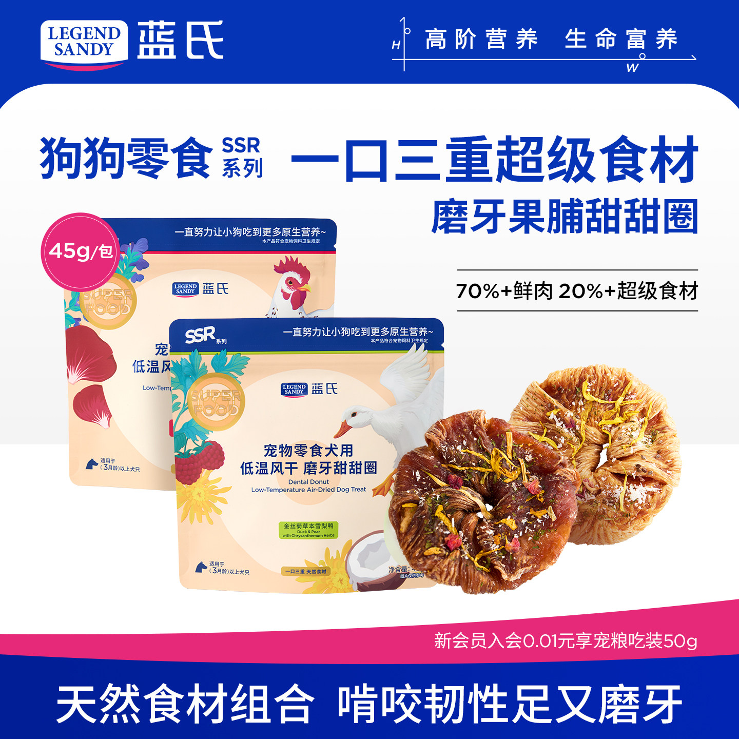 【新品】蓝氏SSR狗零食磨牙甜甜圈磨牙棒大小型犬训练奖励狗零食