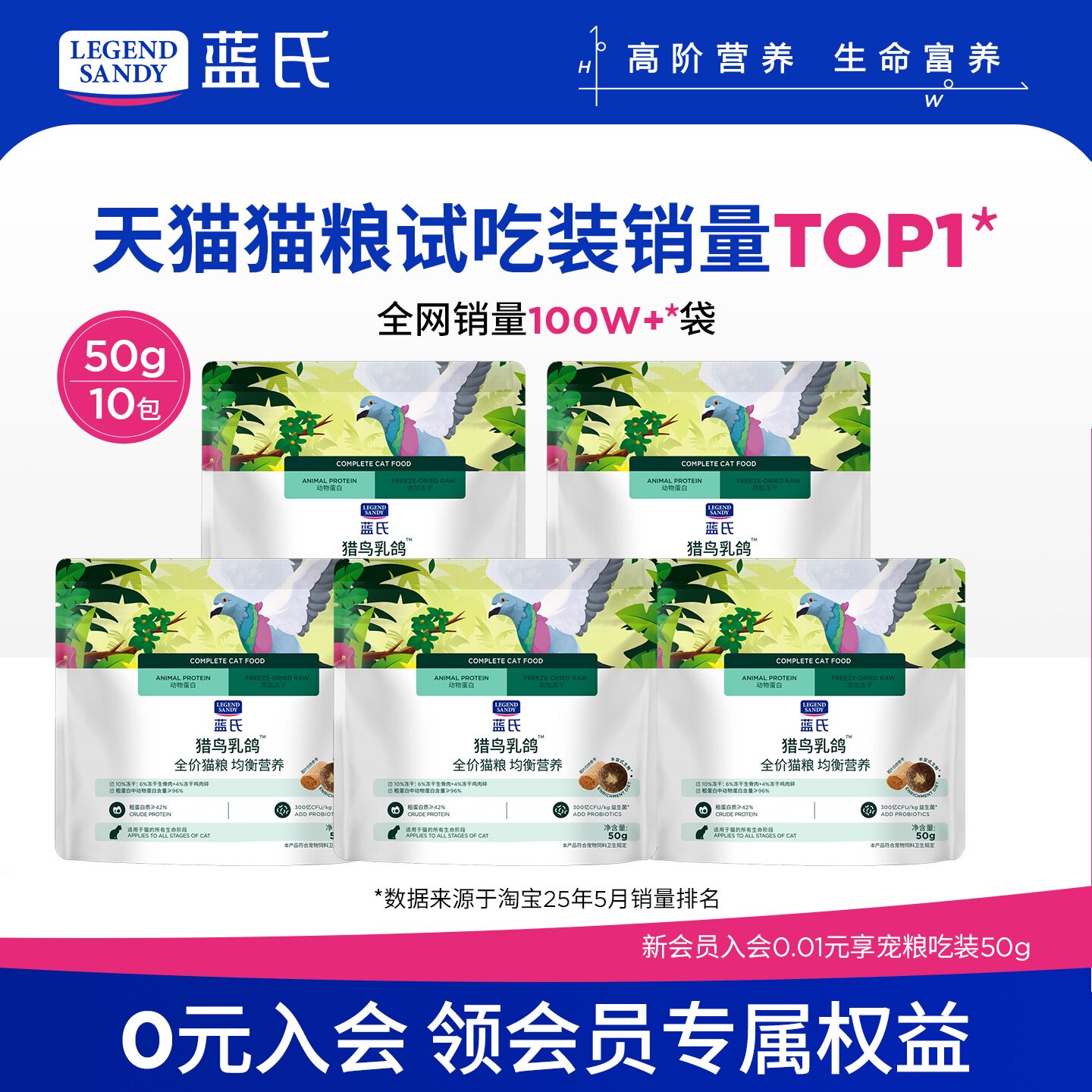 蓝氏猫粮猎鸟乳鸽冻干猫粮50g*20 34元 - 86线报