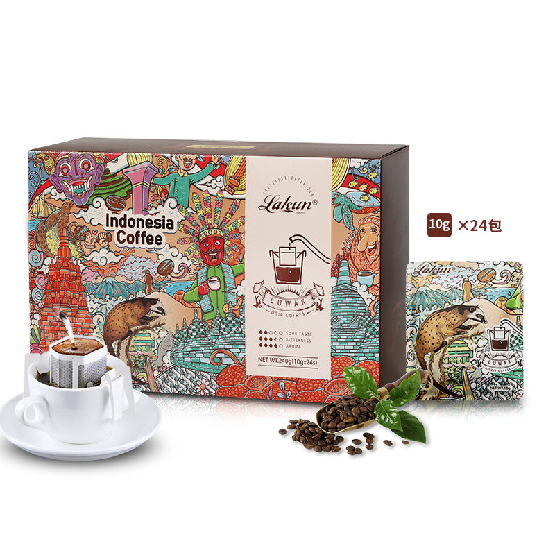 新品上架】印尼猫屎挂耳咖啡滤挂式麝香猫手冲咖啡粉24片盒装正品