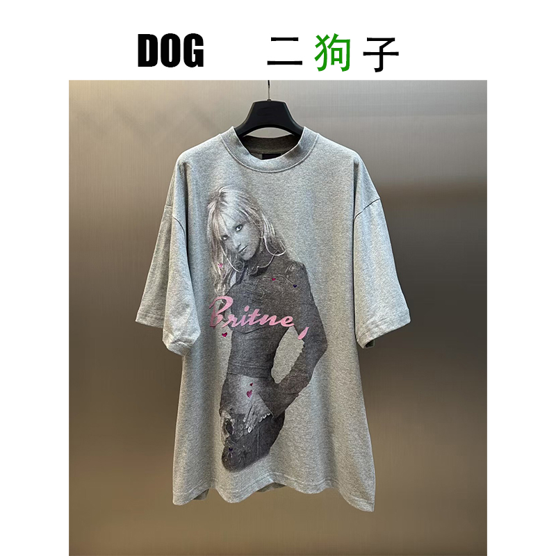 【二狗子定制】限定~布兰妮人像直喷印花oversize短袖T恤tee男女