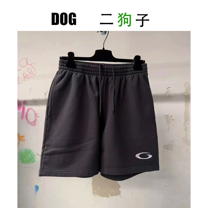 【二狗子定制】FW新品 环扣刺绣毛圈纯棉宽松直筒休闲五分短裤