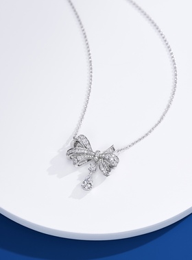 Tilda's Bow蝴蝶结灵感缪斯女神项链1克拉主石FG色925银镀金饰品